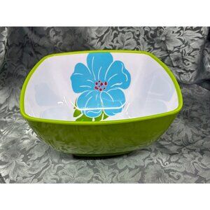 Unbranded Melamine Square Salad Bowl Hibiscus Replacement Lime Green Hawaiian #t